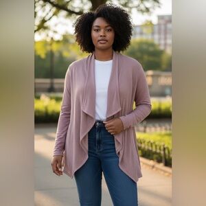 Knox Rose Mauve Open Front Cardigan. Size XXL.